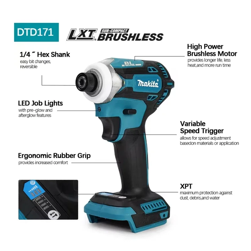Makita DTD171 Brushless Impact - Brushless Cordless Electric Drill 18V 评论和价格